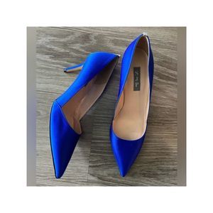 SJP Womens Blue Comfort Fawn Pointed Toe Stiletto Slip On Dress Pumps 41